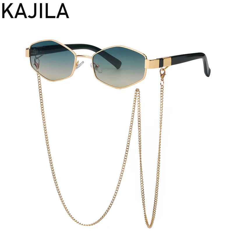 Gafas de Sol ✨Premium para Mujer 💎 – Diseño Hexagonal, Estilo Fashion de Lujo y Cadena Elegante
