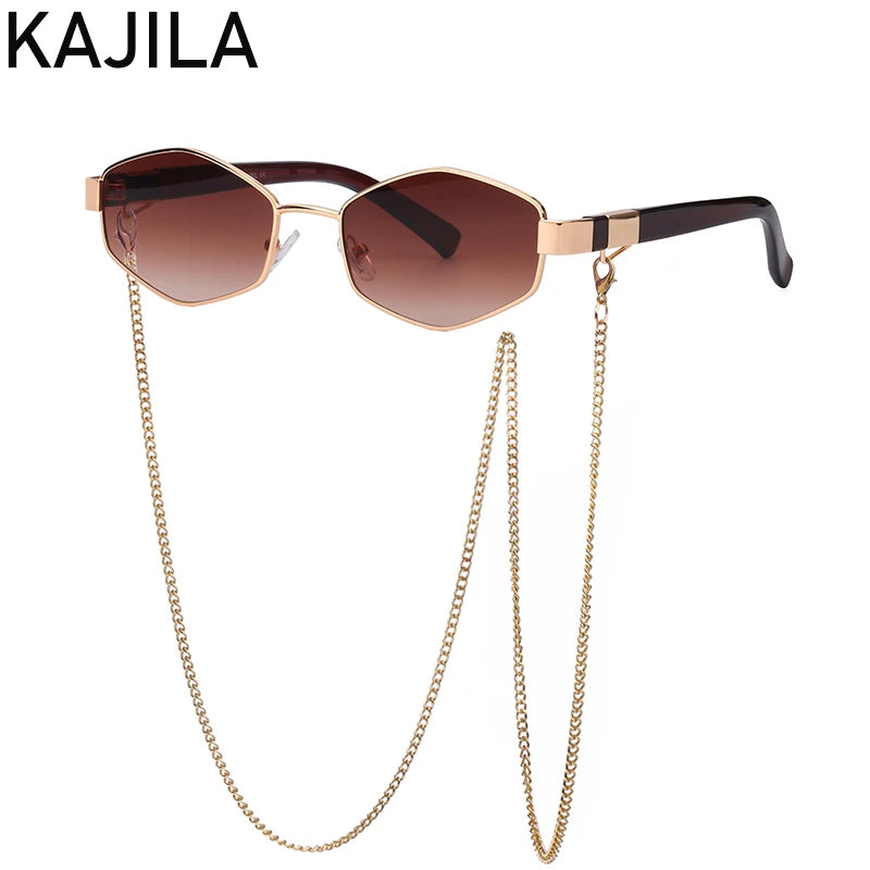 Gafas de Sol ✨Premium para Mujer 💎 – Diseño Hexagonal, Estilo Fashion de Lujo y Cadena Elegante