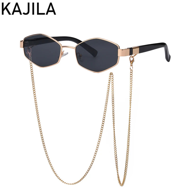Gafas de Sol ✨Premium para Mujer 💎 – Diseño Hexagonal, Estilo Fashion de Lujo y Cadena Elegante
