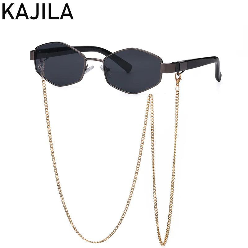 Gafas de Sol ✨Premium para Mujer 💎 – Diseño Hexagonal, Estilo Fashion de Lujo y Cadena Elegante