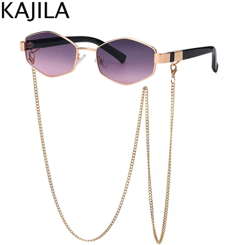 Gafas de Sol ✨Premium para Mujer 💎 – Diseño Hexagonal, Estilo Fashion de Lujo y Cadena Elegante