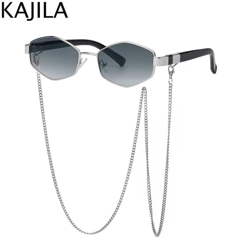 Gafas de Sol ✨Premium para Mujer 💎 – Diseño Hexagonal, Estilo Fashion de Lujo y Cadena Elegante