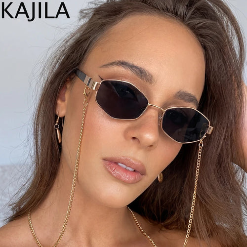 Gafas de Sol ✨Premium para Mujer 💎 – Diseño Hexagonal, Estilo Fashion de Lujo y Cadena Elegante